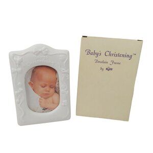 Russ Babys Christening Porcelain 3.5x5 Frame White Faith Religion